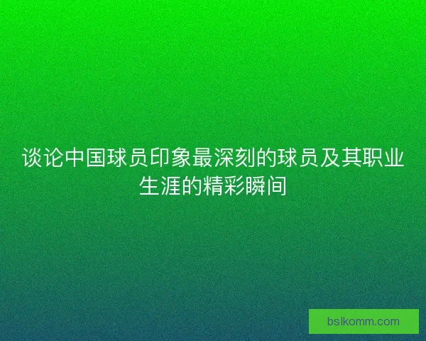 谈论中国球员印象最深刻的球员及其职业生涯的精彩瞬间