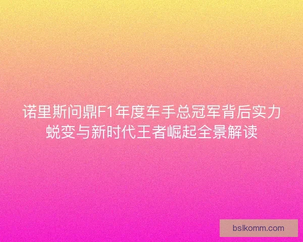 诺里斯问鼎F1年度车手总冠军背后实力蜕变与新时代王者崛起全景解读