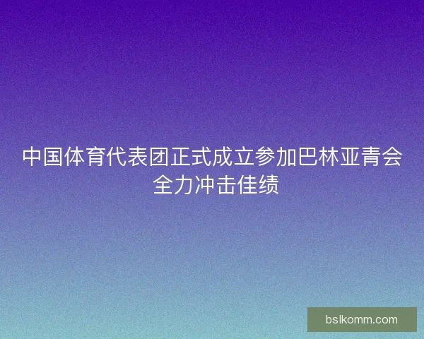 中国体育代表团正式成立参加巴林亚青会 全力冲击佳绩